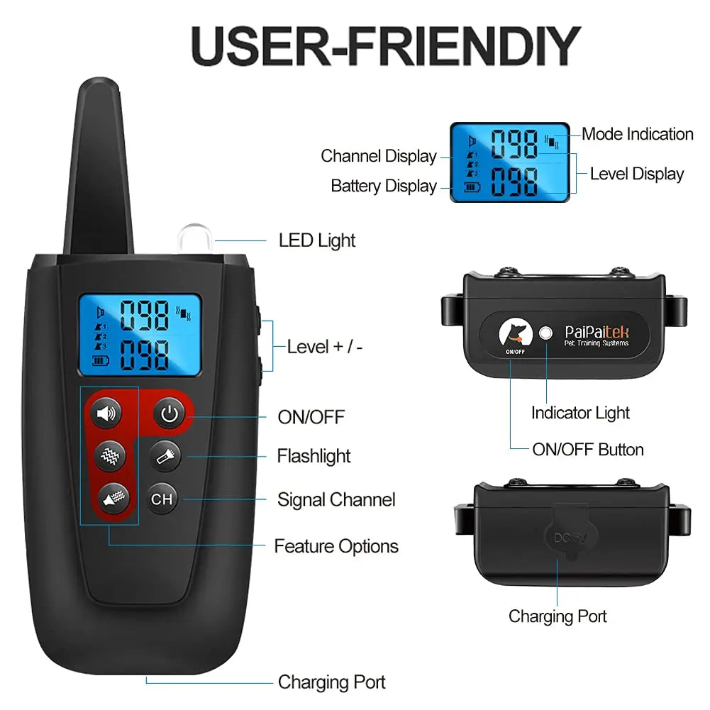 No Shock Dog Training Collar for All Size Dogs, 3300ft Range Vibrating Dog Collar, IPX7 Waterproof Electric Collar with Remote