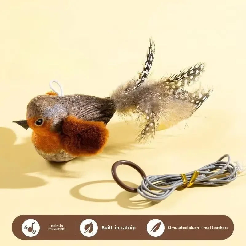 Indoor Interactive Birds Toy for Cat Chasing Teasing  Sounding Catnip Cat Teaser  Self-hilarity Wall Hanging Birds Cat