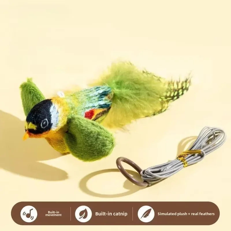Indoor Interactive Birds Toy for Cat Chasing Teasing  Sounding Catnip Cat Teaser  Self-hilarity Wall Hanging Birds Cat
