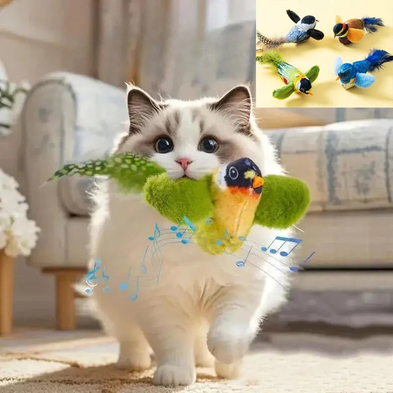 Indoor Interactive Birds Toy for Cat Chasing Teasing  Sounding Catnip Cat Teaser  Self-hilarity Wall Hanging Birds Cat