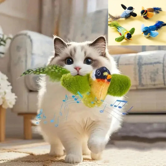 Indoor Interactive Birds Toy for Cat Chasing Teasing  Sounding Catnip Cat Teaser  Self-hilarity Wall Hanging Birds Cat