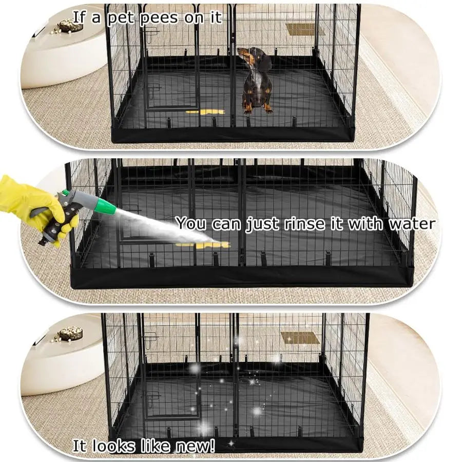 Rectangle Dog Playpen Bottom Pad Fits 8 Panels 32 Width Metal Dog Pen 64x64 Size 600D Oxford Cloth Waterproof Playpen Bottom Pad
