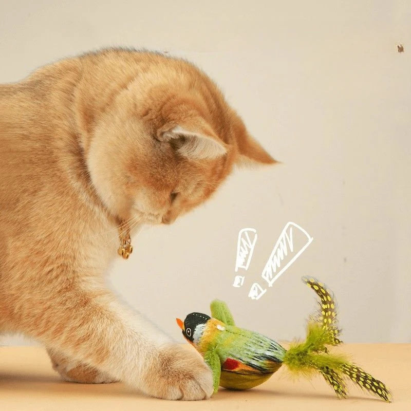 Indoor Interactive Birds Toy for Cat Chasing Teasing  Sounding Catnip Cat Teaser  Self-hilarity Wall Hanging Birds Cat
