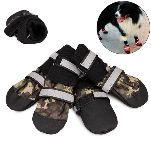 Waterproof Anti Slip Medium Big Dog High Shoes for Large Dogs Camouflage Reflective Pet Snow Boots Greyhound Bulldog Accessories