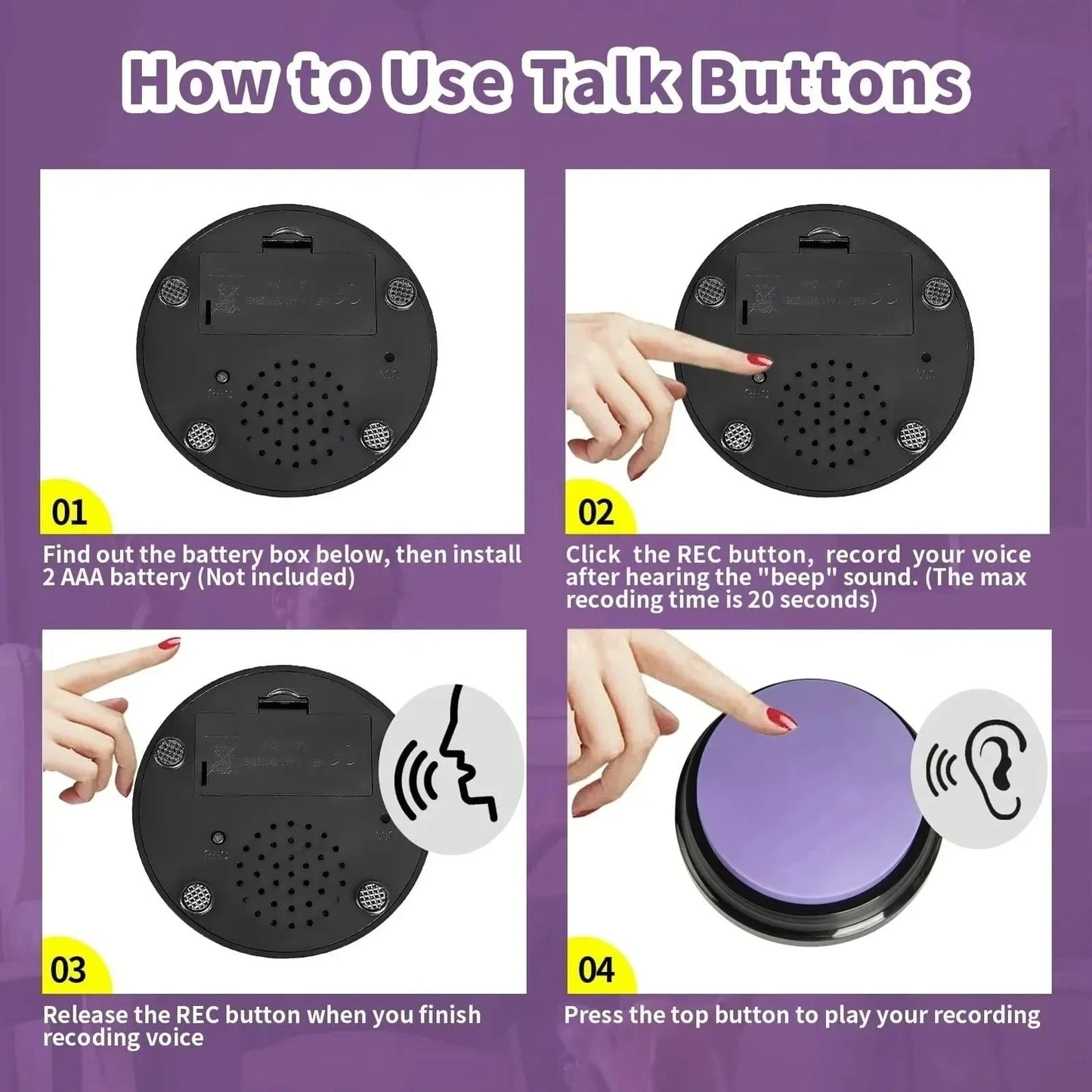 Dog Communication Buttons Voice Recording Button for Pet Training Buzzer  Record Playback Funny Gift for Talking Pet