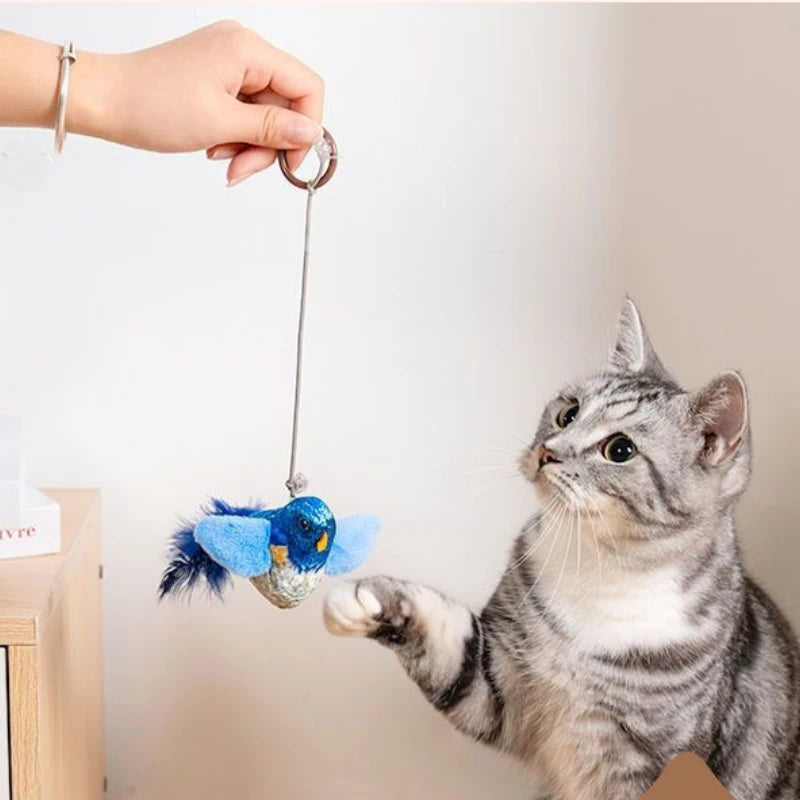 Indoor Interactive Birds Toy for Cat Chasing Teasing  Sounding Catnip Cat Teaser  Self-hilarity Wall Hanging Birds Cat