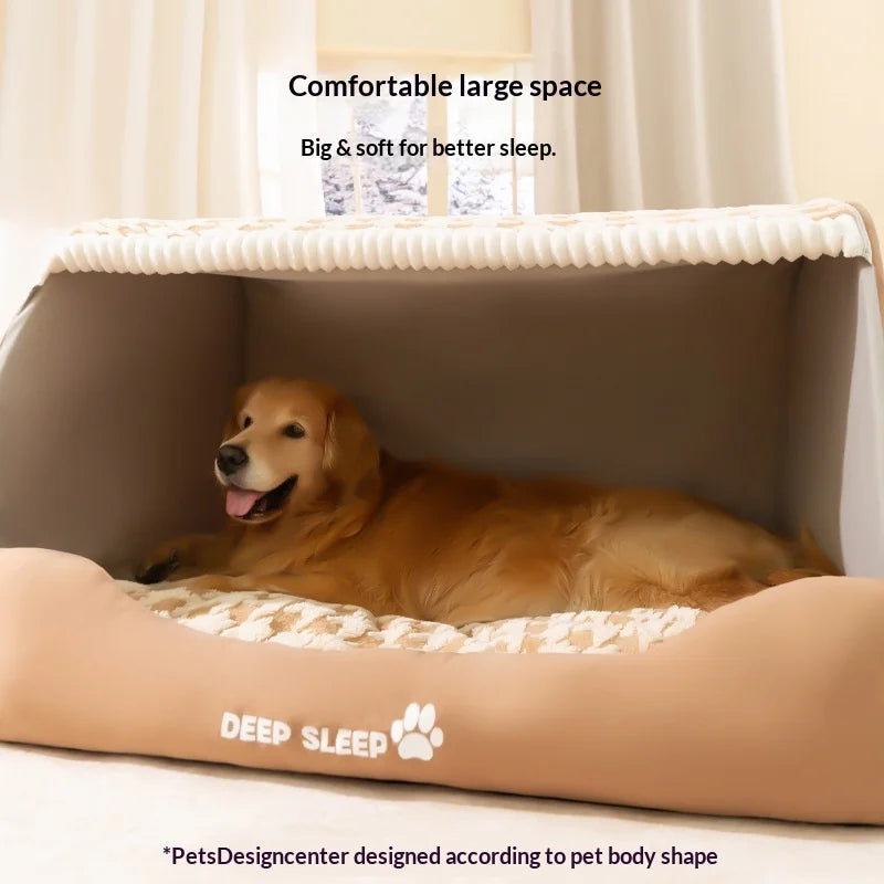 Dog Den Large-sized Dogs' Winter and Autumn Warmth Preservation Quilted Cat Den Drawer House Pet Bed Golden Retriever Washable
