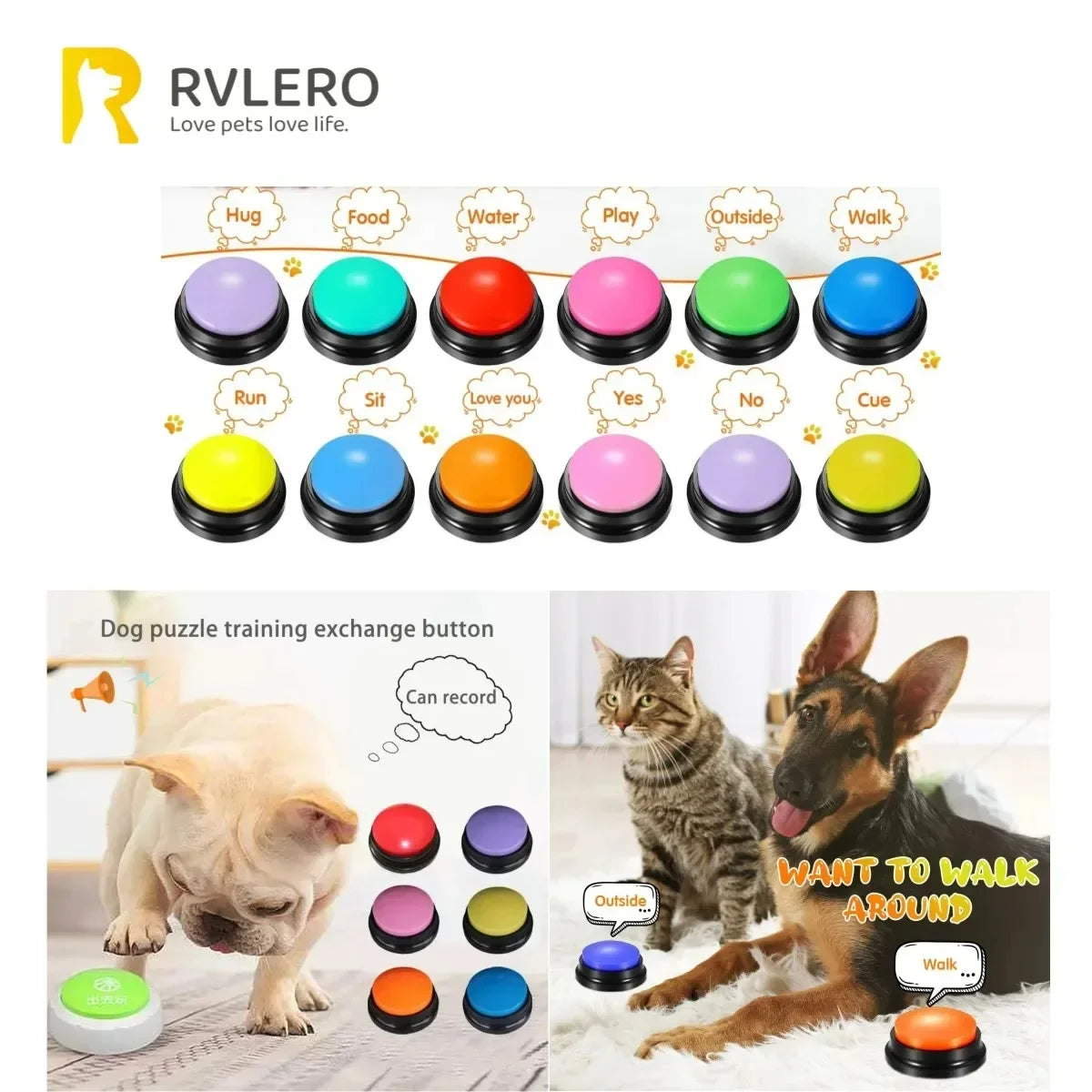 Dog Communication Buttons Voice Recording Button for Pet Training Buzzer  Record Playback Funny Gift for Talking Pet