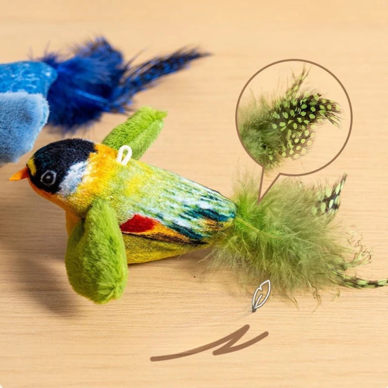 Indoor Interactive Birds Toy for Cat Chasing Teasing  Sounding Catnip Cat Teaser  Self-hilarity Wall Hanging Birds Cat