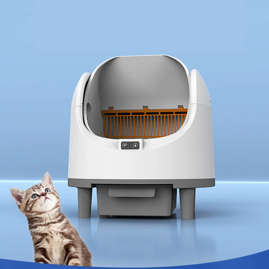BOOTEELY Fully Automatic Cat Litter Box Oversized Anti-spatter Open Anti-odor Intelligent Electric Cleaning Cat Toilet